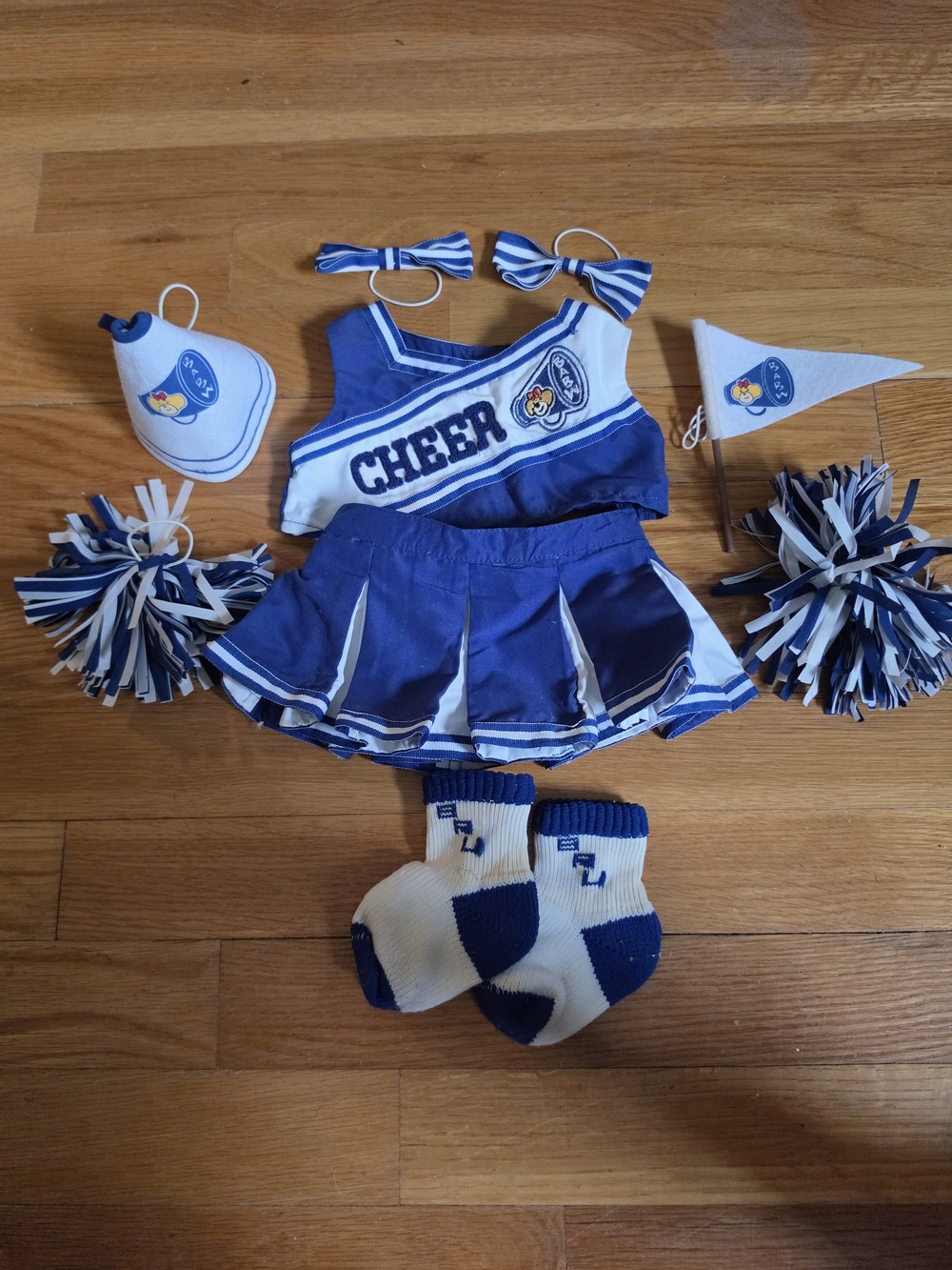Build-A-Bear Blue and White Cheerleader Outfit with Accessories